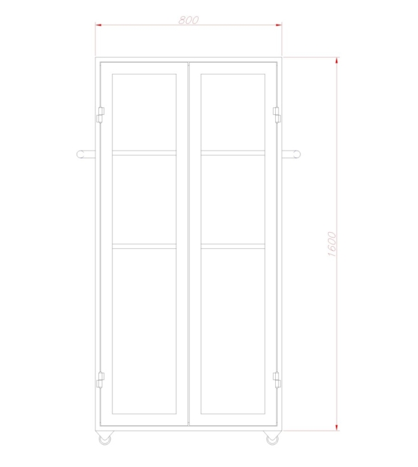 Gabinete porta elementos con ruedas y puertas para vidrio - Lacar