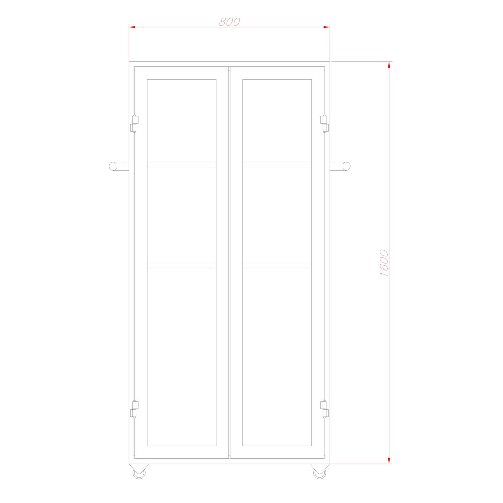 1362 frente Gabinete porta elementos con ruedas y puertas para vidrio - Lacar